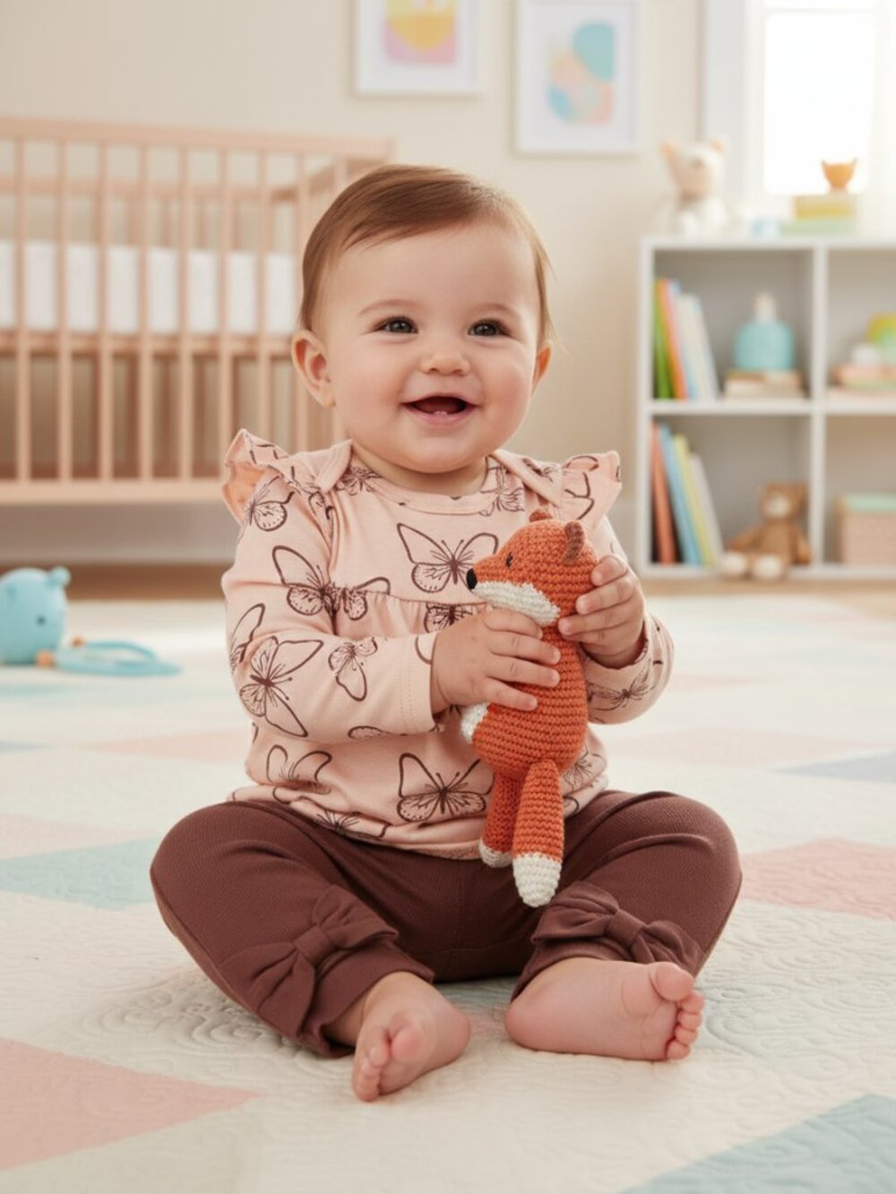 NWT Carter's Baby Girl 2-Piece Pink Butterfly Bodysuit & Deep Raspberry Pants-3m
